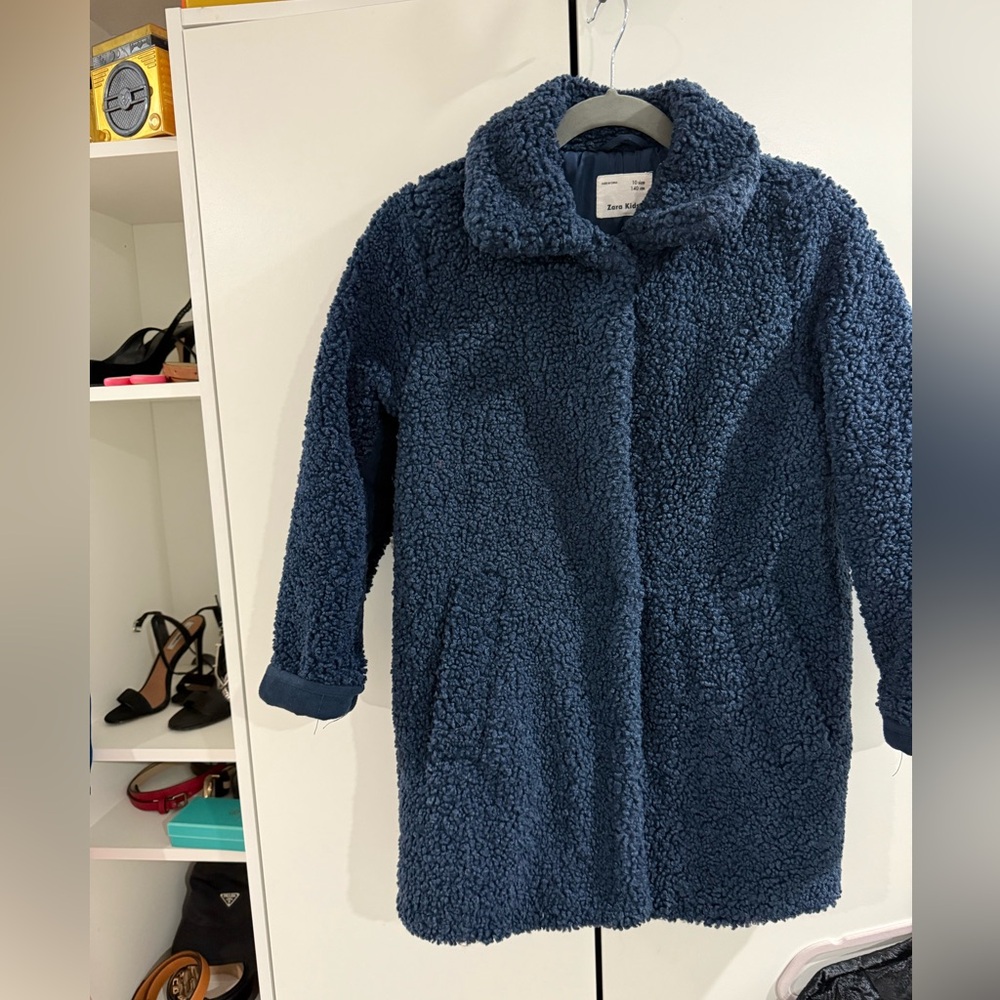 Zara Kids Navy Blue Fleece Coat